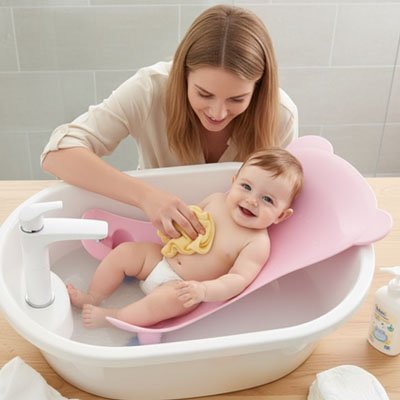 Transat de bain bébé ergonomique et antidérapant pour nouveau-né